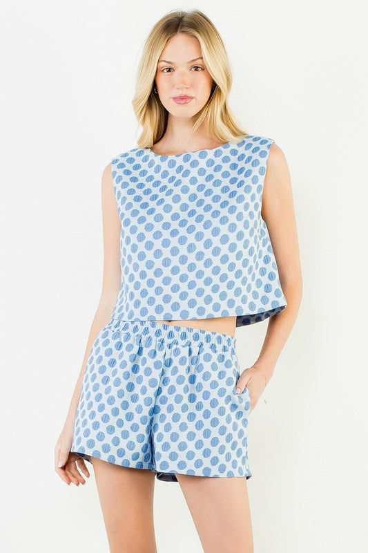Dotty Polka Dot Top- Blue