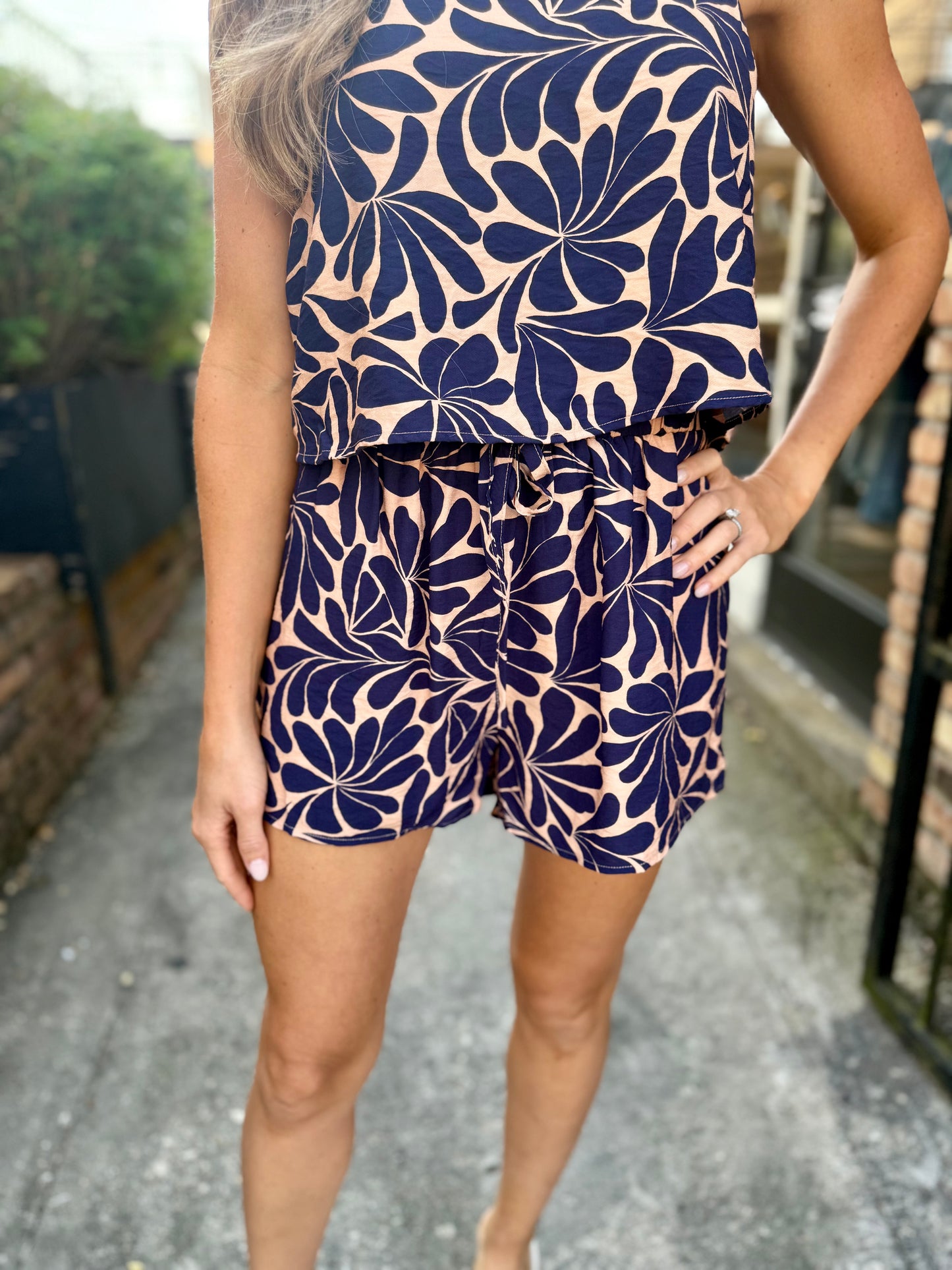Ricky Geometric 2 PC Set- Navy/Clay