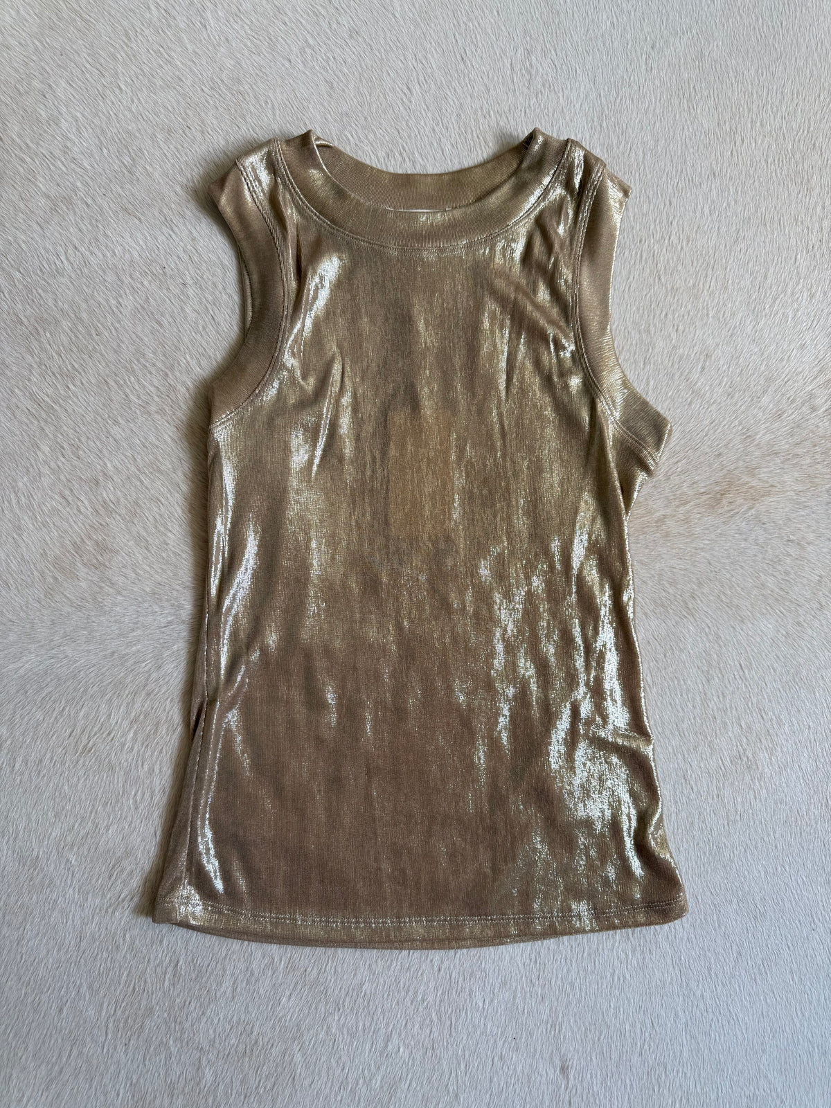 Crackled Metallic Tank- Light Gold