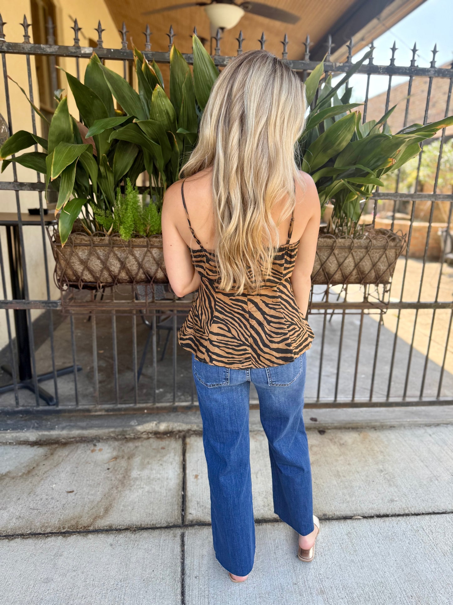 Tiger Cami Panel Tank- Brown/Black