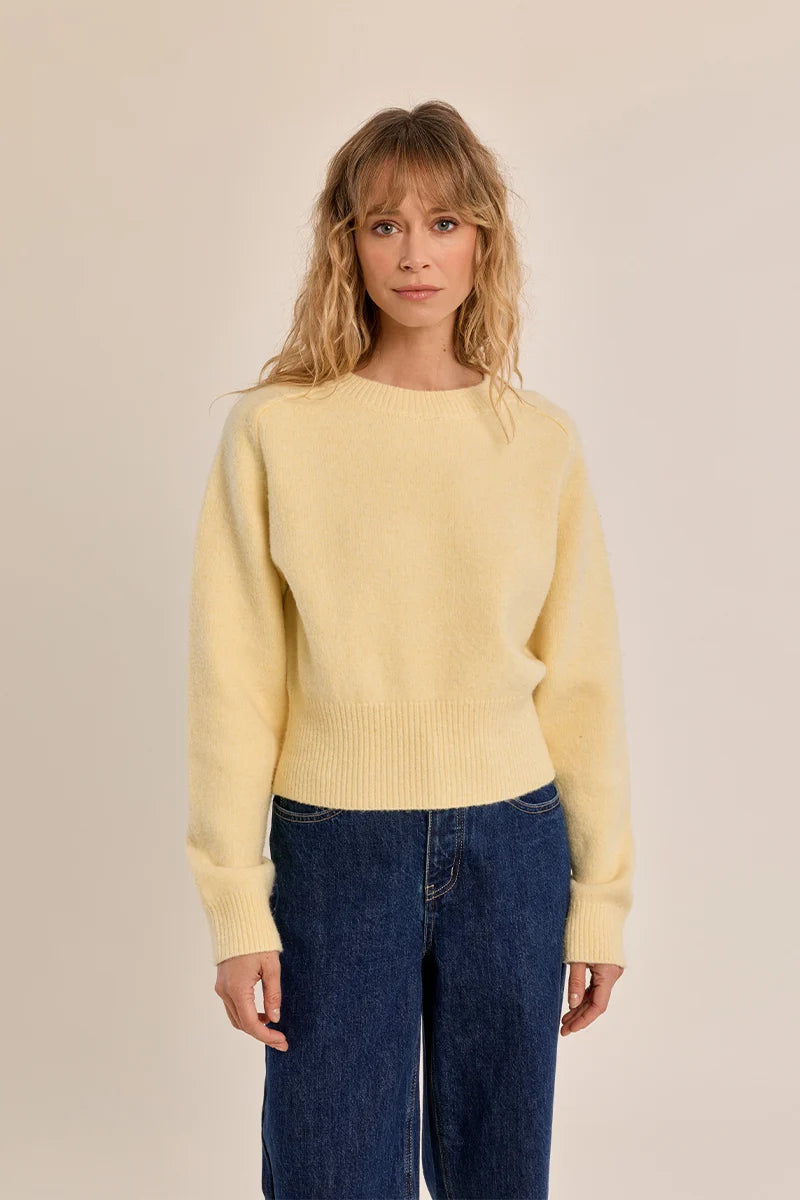Raya Ribbed Crop Sweater- Yellow