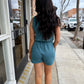 Anahi Drawstring Romper- Dark Teal