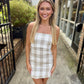 Gia Gingham Linen Mini Dress- Khaki
