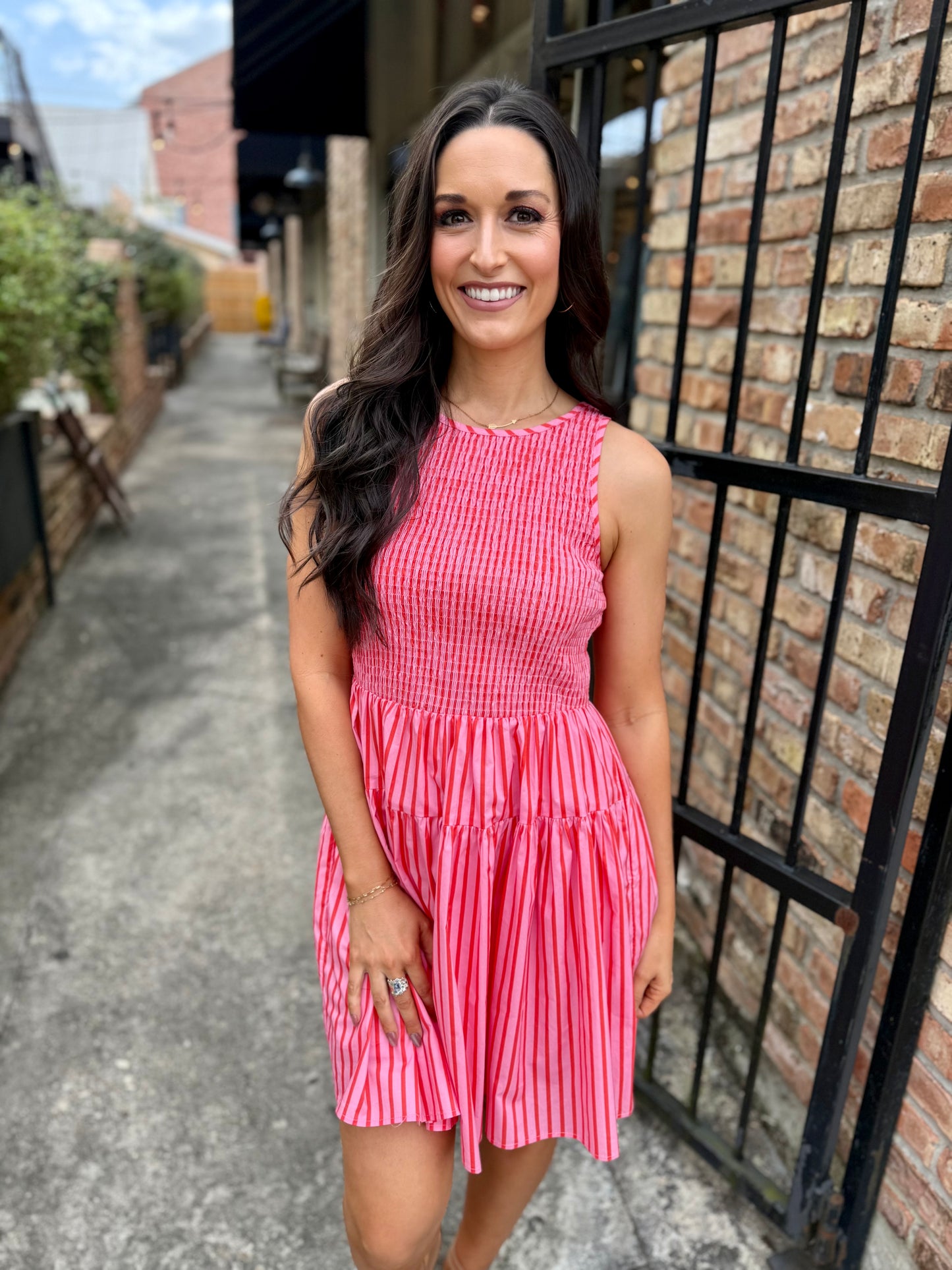 Stage Stripe Mini Dress- Orange