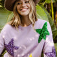 Velvet Sequin Star MG Sweater- Lavender