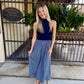 Hunter Maxi Mock Neck- Navy/White Stripe