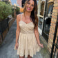 Martinez Contrast Stitch Mini Dress- Taupe