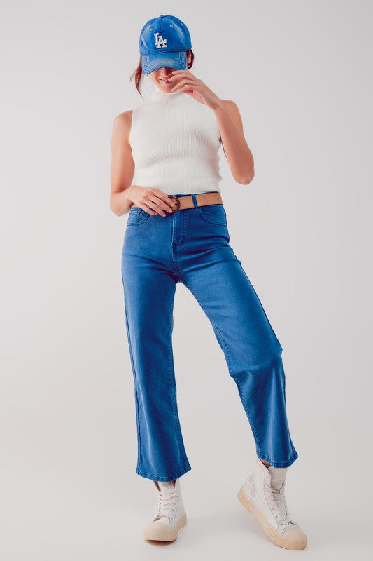 Dani Cropped Wide Leg Denim- Blue