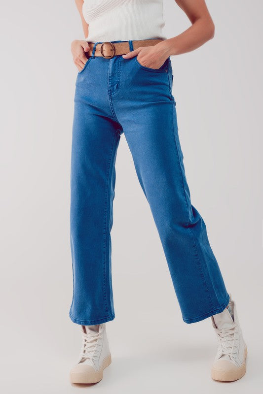 Dani Cropped Wide Leg Denim- Blue