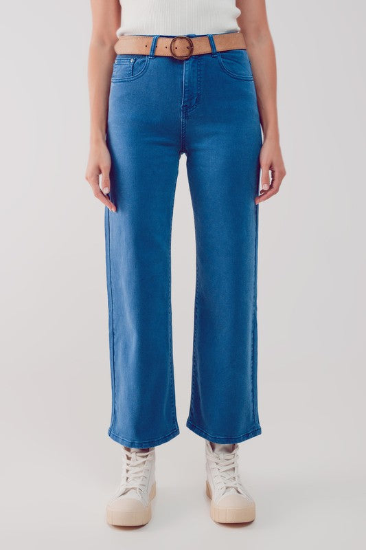 Dani Cropped Wide Leg Denim- Blue