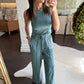 FP Mineral Washed 2 PC Pants Set- Dark Teal