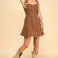 Burg Pleated Mini Dress- Mocha