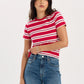 Zuma Stripe Crew Tee- Red