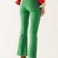 Roux High Rise Cropped Flare Denim- Green