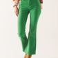 Roux High Rise Cropped Flare Denim- Green