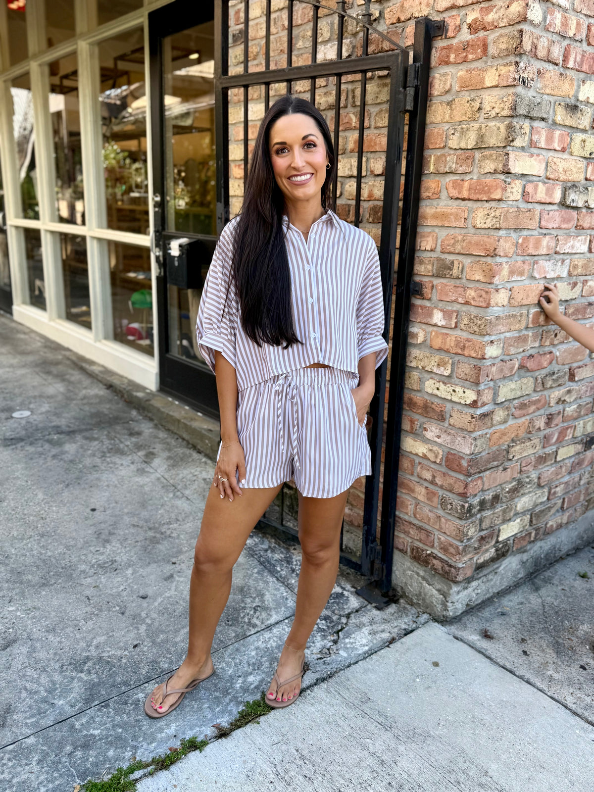 Ferrara Striped Set- Mocha/White
