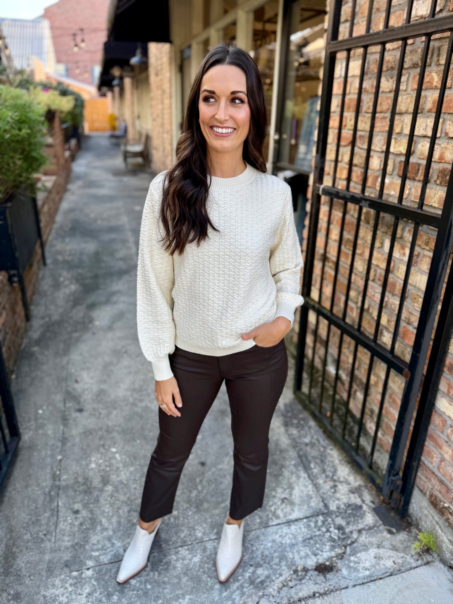 Britney Textured Sweater- Cream