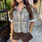 Tiger Boxy Button Denim Top