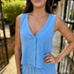 Z Supply Solace Jersey Denim Top- Santorini Indigo