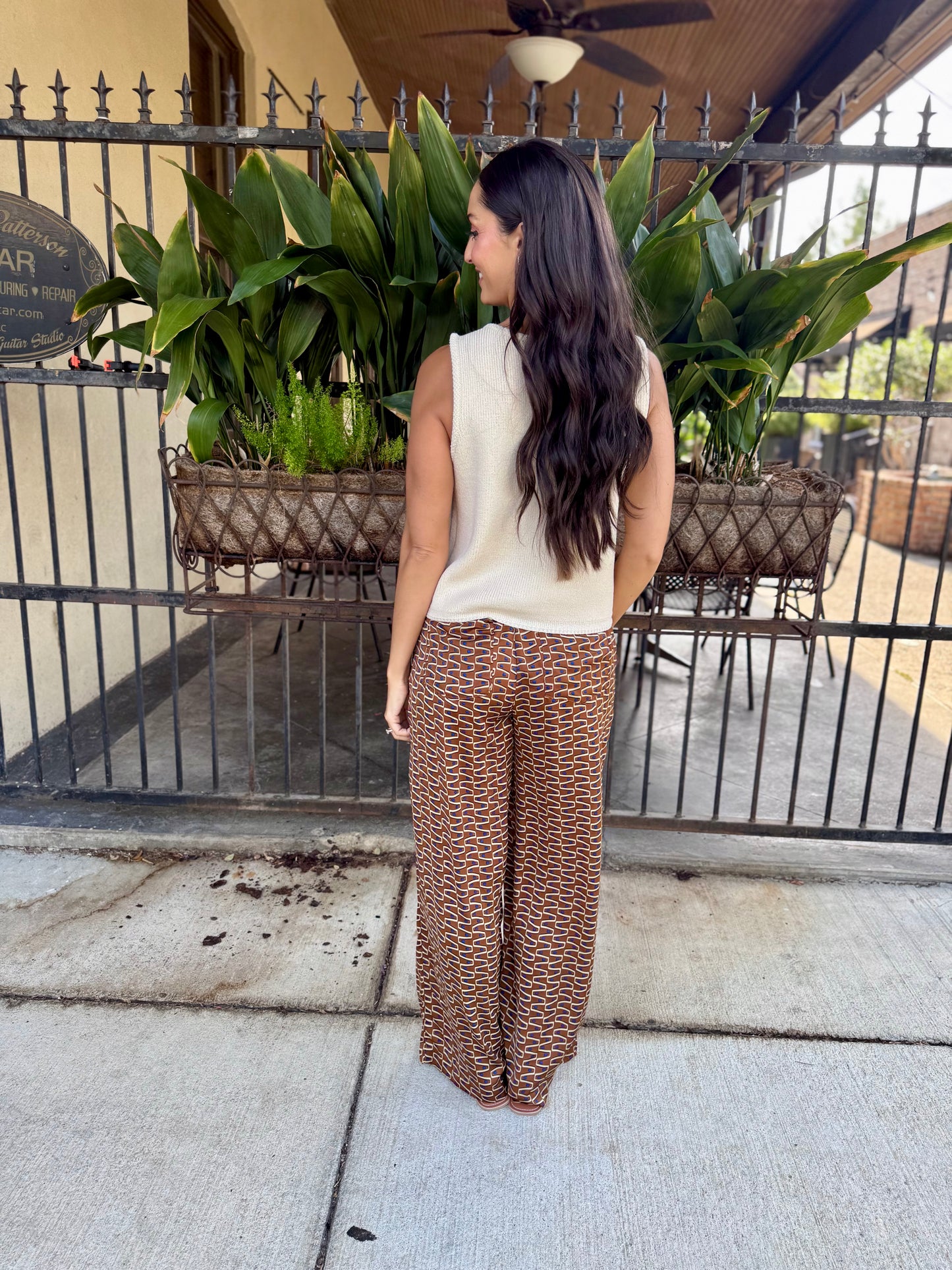 Nights in Capri Pants- Brown Multi