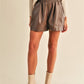 Oswald Faux Leather Short- Chocolate