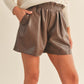Oswald Faux Leather Short- Chocolate