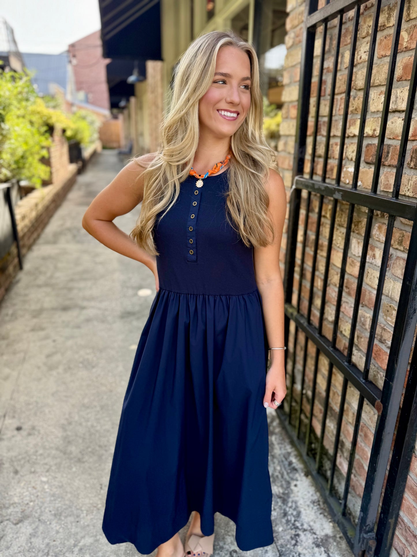 Henley Maxi Dress- Navy