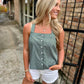 Lucille Striped Tank Top- Olive Green
