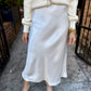 Sage Satin Maxi Skirt- Cream