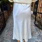 Sage Satin Maxi Skirt- Cream