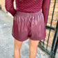 Albe Faux Leather Shorts- Plum