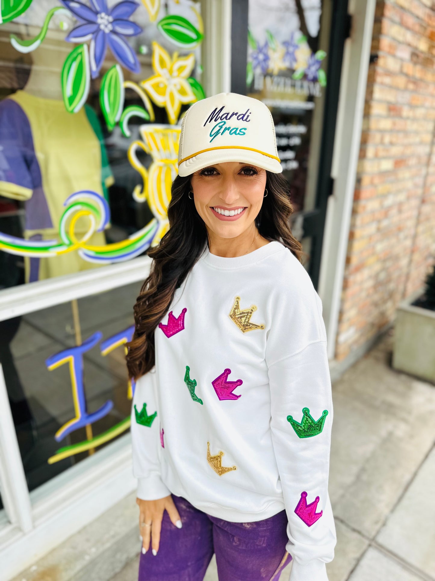 Mardi Gras Unisex Trucker Hat- Ivory