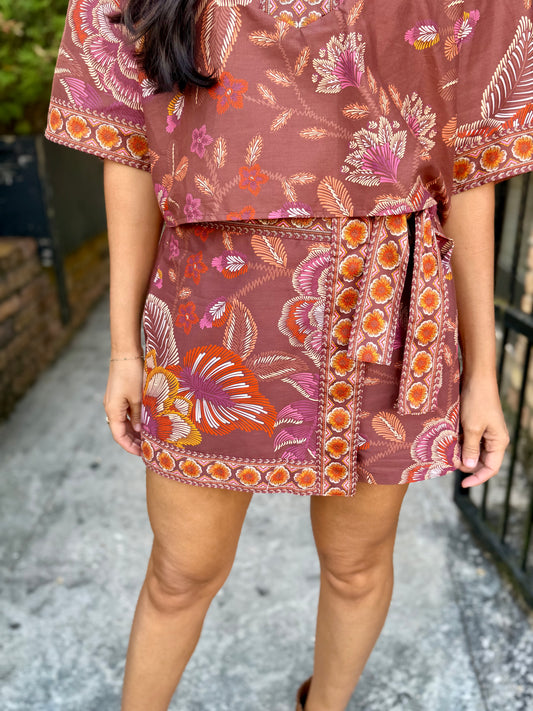 Izzy Botanical Skort- Terra Cotta