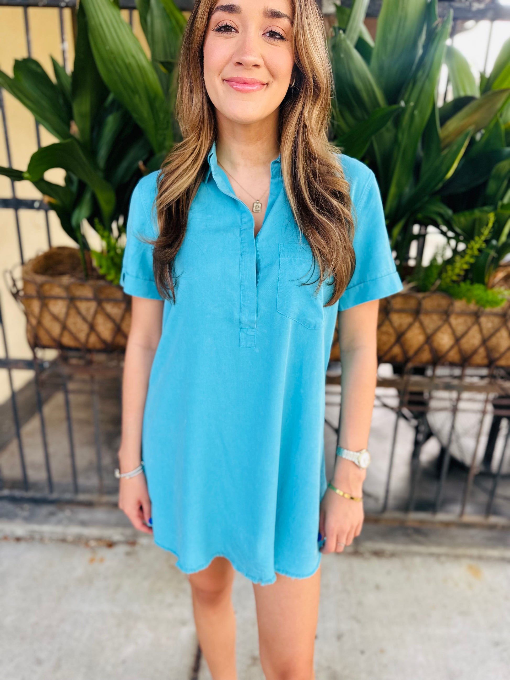 Moon Washed Denim Mini Dress- Sky Blue Hazel Lane Boutique Moon Washed Denim Mini Dress- Sky Blue Hazel Lane Boutique