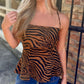 Tiger Cami Panel Tank- Brown/Black