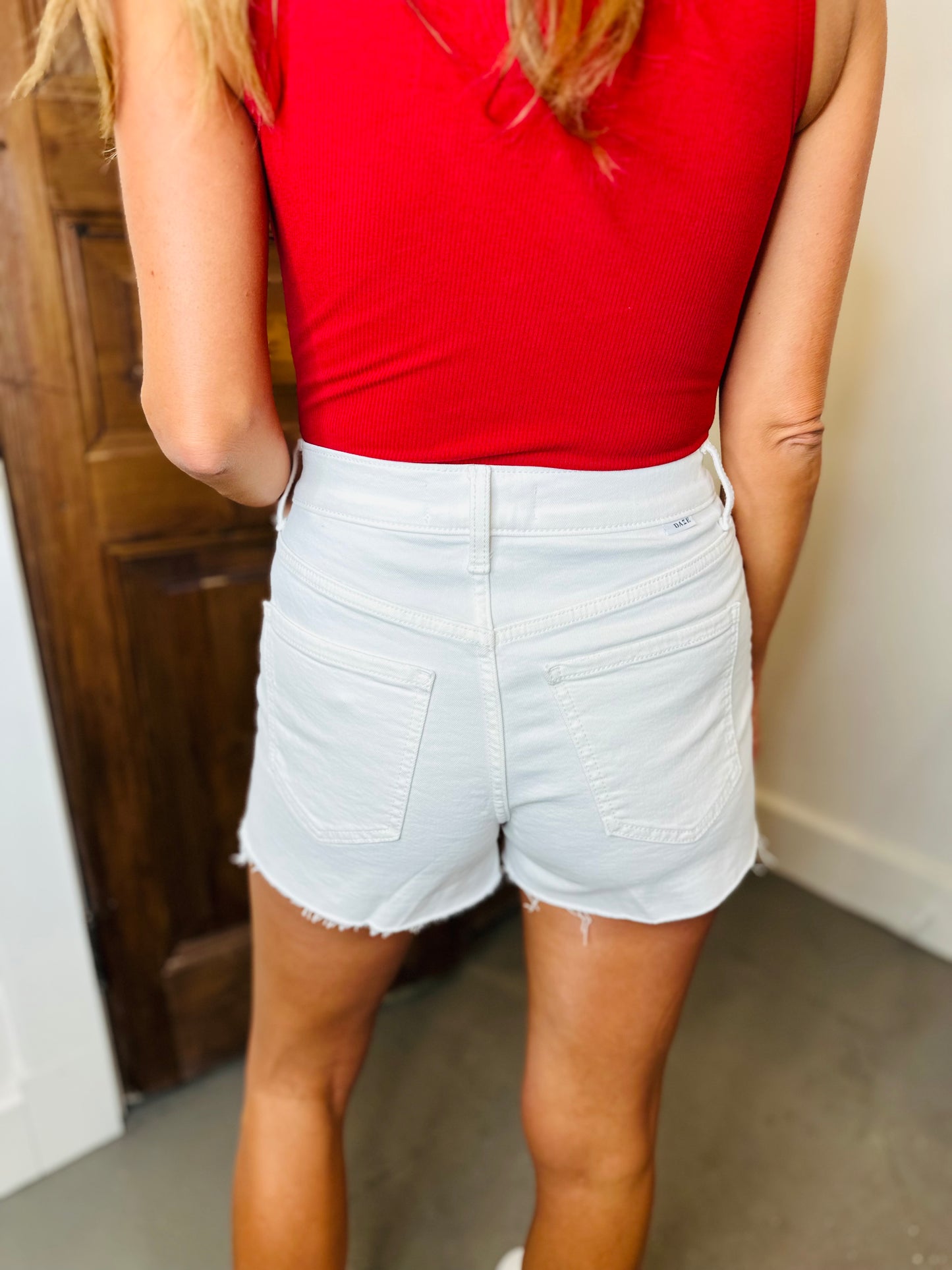 Troublemaker Crossover High Rise Shorts- Marshmallow