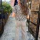 Pepita Puff Sleeve Cardigan-Leopard
