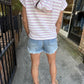 Davis Striped Hooded Top- Pink