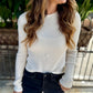Mineral Waffle Knit Long Sleeve Top- Alpaca/Ivory