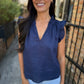 Heidi Linen Top-Navy