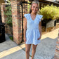Starlet Gingham Romper- Sky Blue