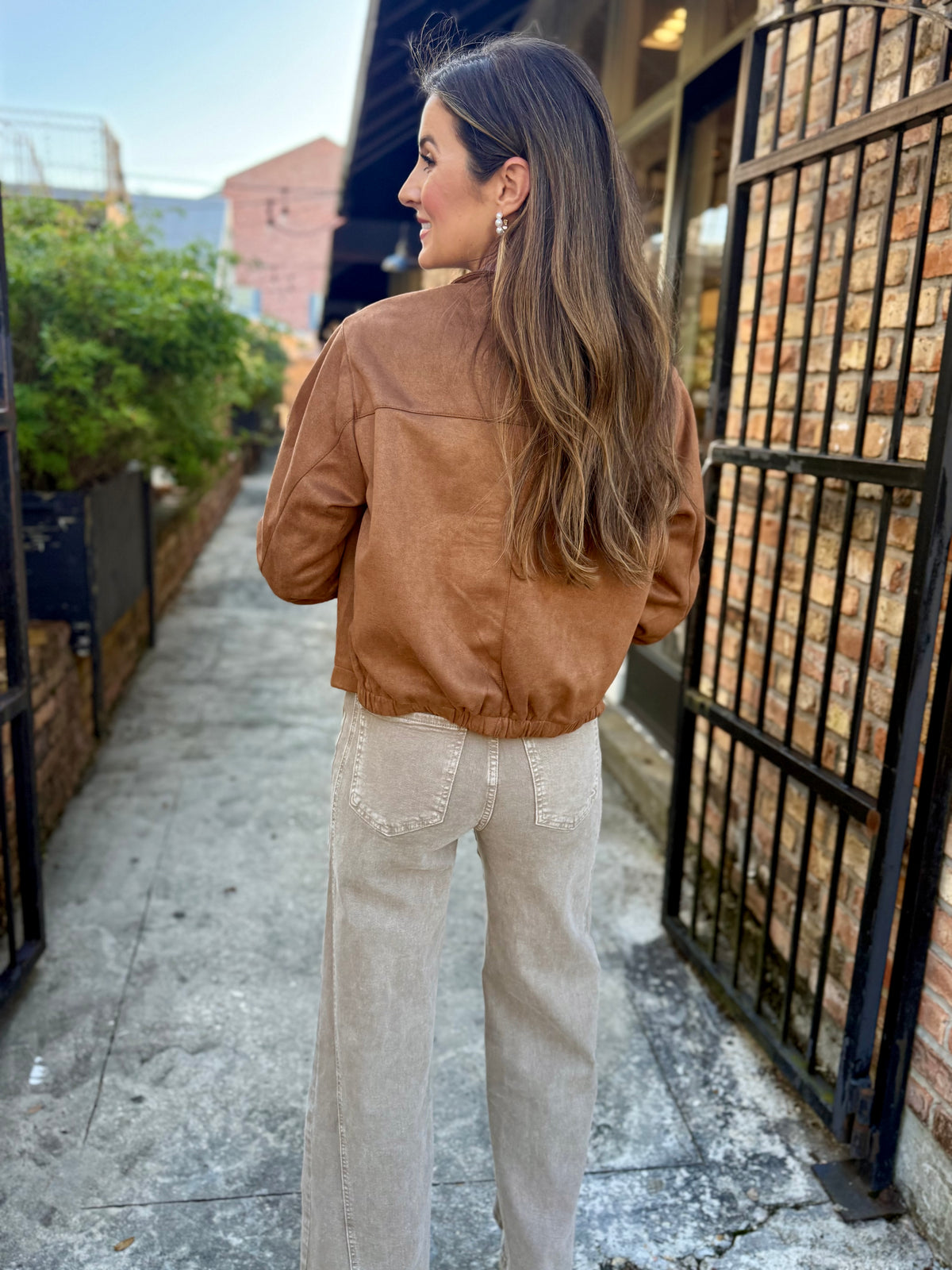 Halo Suede Snap Jacket- Camel