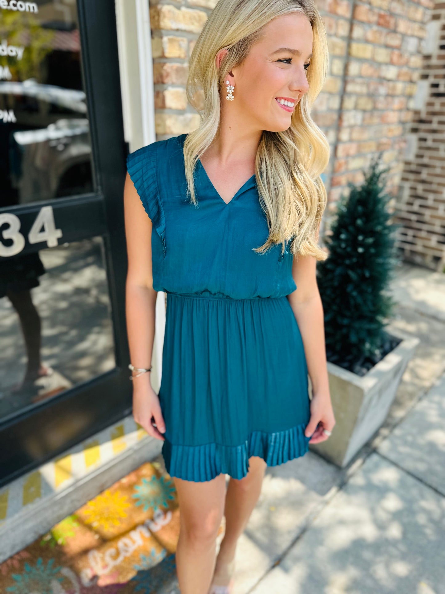 Verona Mini Dress- Midnight Teal