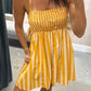 Huddle Striped Smocked Mini Dress- Butter Yellow