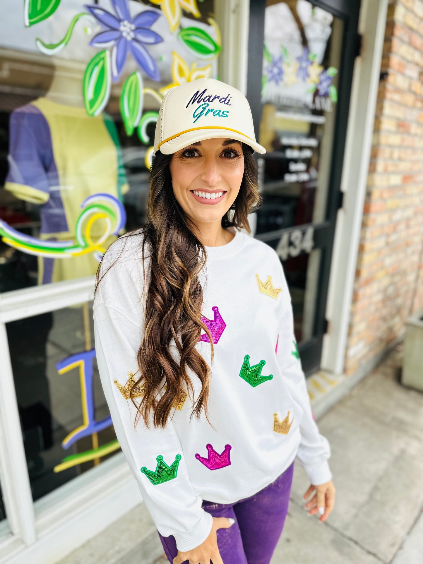 Mardi Gras Unisex Trucker Hat- Ivory
