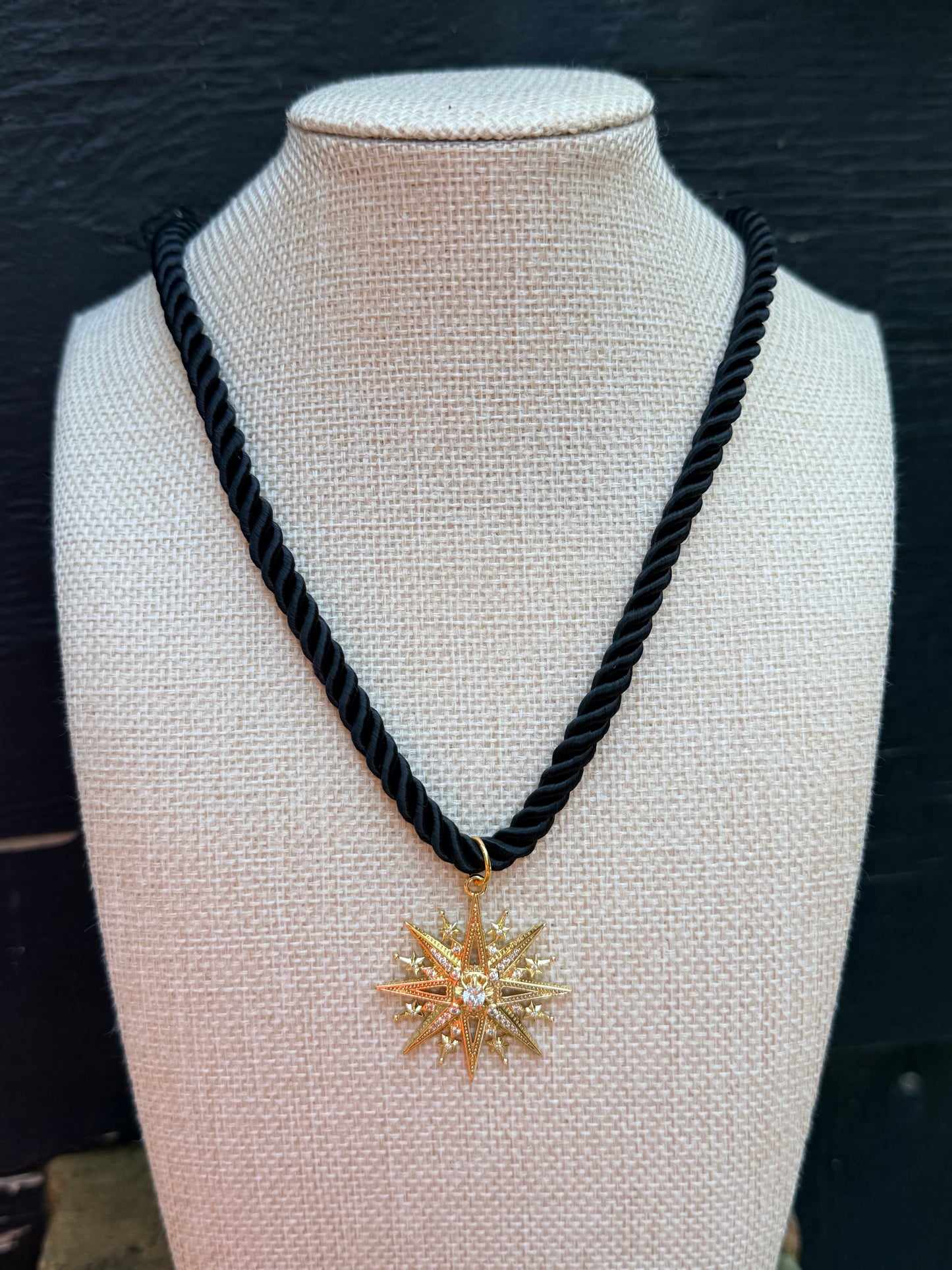 Cord Necklace- Black/Star