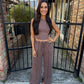 FP Mineral Washed 2 PC Pants Set- Chocolate