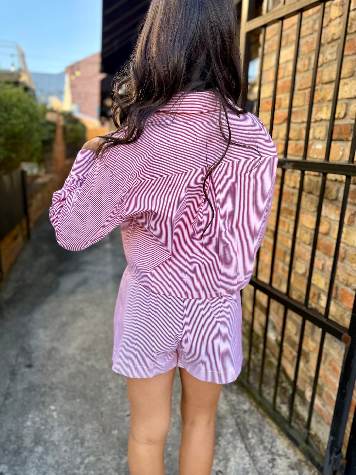 Mitch Stripe Shorts- Red