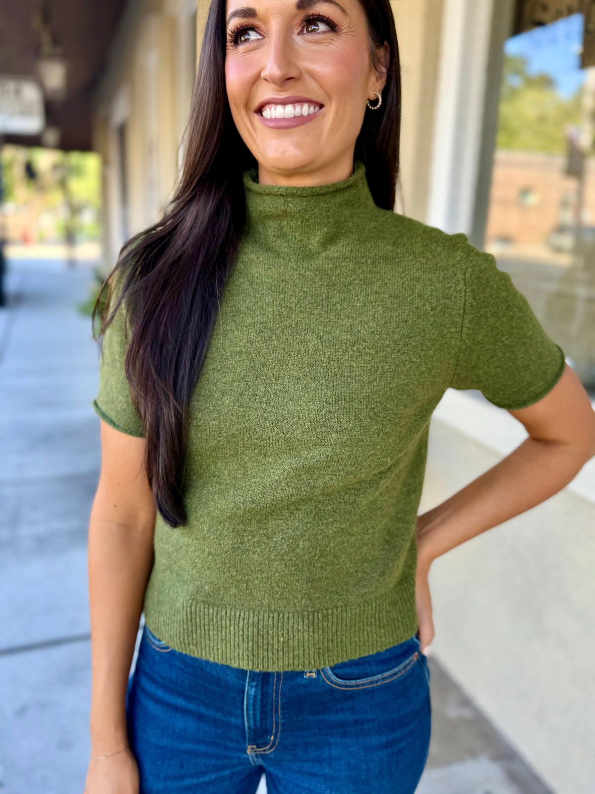 Brandon Sweater Top- Olive