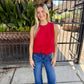 Kayla Eyelet Top- Red